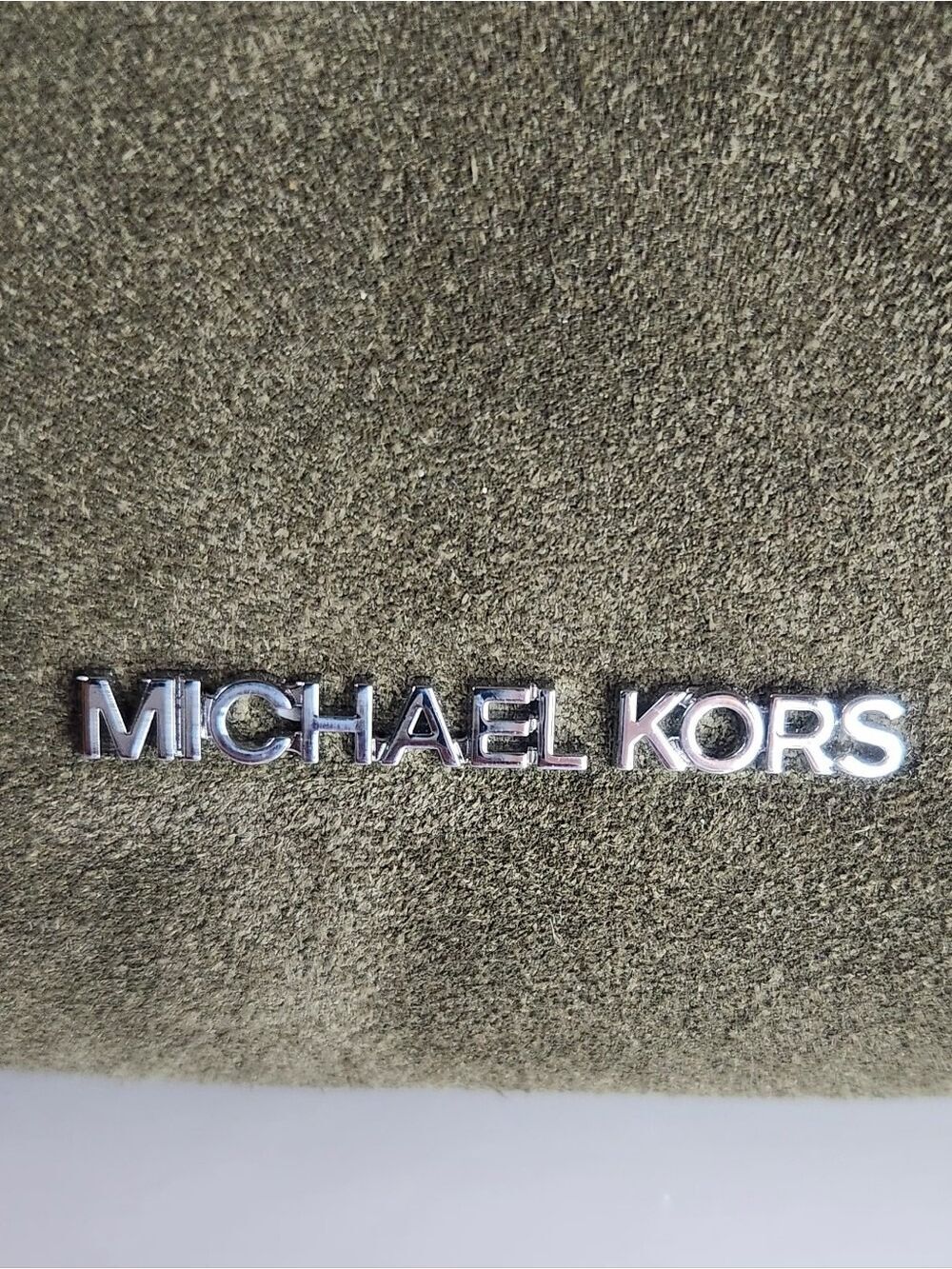 NWT Michael Kors Mina Large Suede Chain Shoulder Bag - Olive Green - Picture 2 of 16